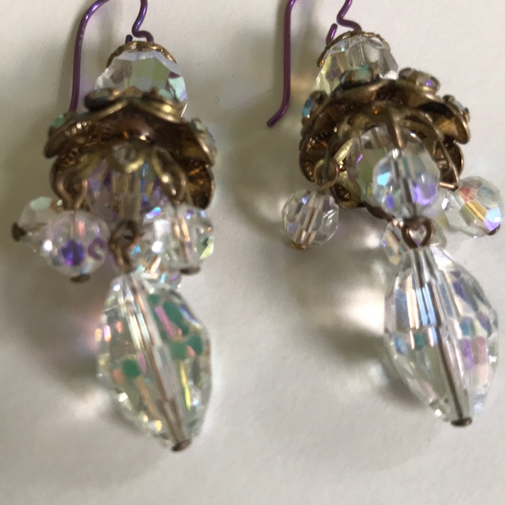 Vintage/artist redesigned Crystal chandelier earrings!